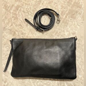 Fossil Crossbody Black Pebbled Leather Bag